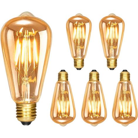 Vintage Edison LED-Glühbirne E27, dimmbar, 4 W, 5er-Pack, warmweiß, 350 lm, ideal für eine nostalgische Retro-Atmosphäre in Cafés oder Bars. (1/5)