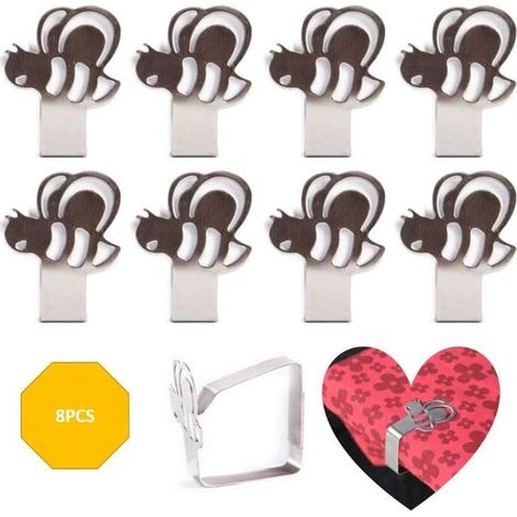 Set di 8 clip per tovaglia in acciaio inossidabile, accessori da tavola, clip robuste per tovaglie da esterno, argento (1/5)