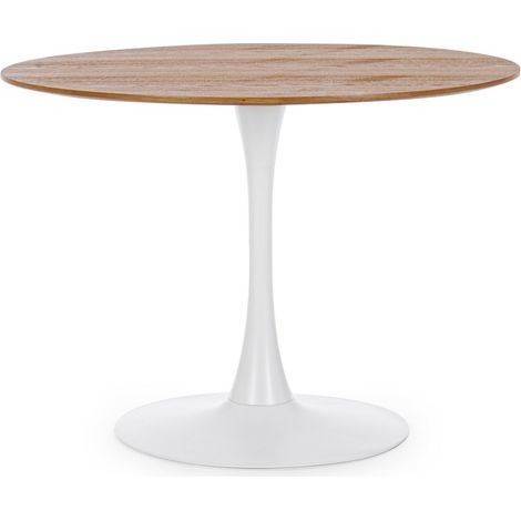 Tavolo in legno e alluminio stile naturale Ø100a - 75h (1/4)