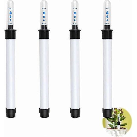Lot de 4 testeurs d'humidité pratiques pour plantes d'intérieur en pot (blanc).