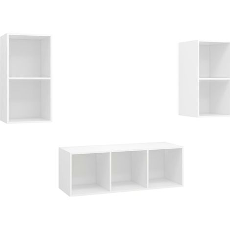 Maison Exclusive - 3-tlg. TV-Schrank-Set Weiß Holzwerkstoff