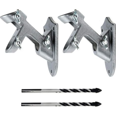 soportes de aluminio para mástil de bandera, 2 posiciones, inoxidables, 1" de diámetro interior, para exteriores (resistentes al viento), 2 taladros incluidos (negros) (1/5)