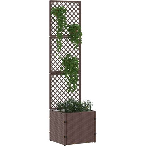 Maison Exclusive - Jardín enrejado macetero Marrón 35 x 30 x 135 cm Metal (1/5)