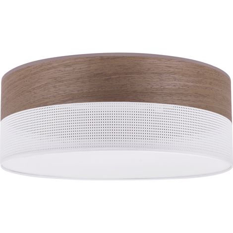 HOLZ PLEXIGLAS DECKENLEUCHTE WEISS 40CM NUSSBAUM