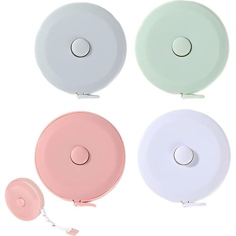 Juego de 4 cintas métricas de costura de 1,5 m, flexibles y prácticas, para medir el cuerpo y coser, en azul, rosa, verde y blanco.