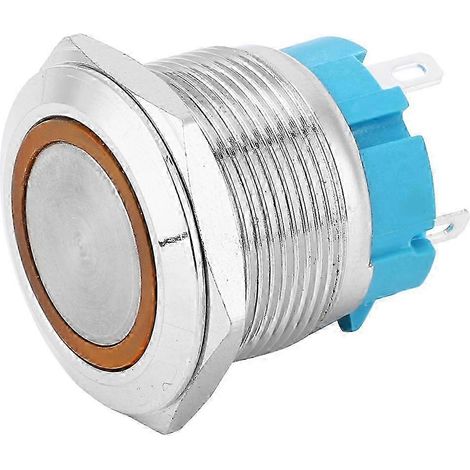 Selbstverriegelnder 4-poliger 22-mm-Drucktaster mit gelbem Leuchtring, 3-6 VDC, IP65 wasserdicht, Paar aus 2 Schaltern für Auto und Boot, Armaturenbrettmodifikation. (1/5)