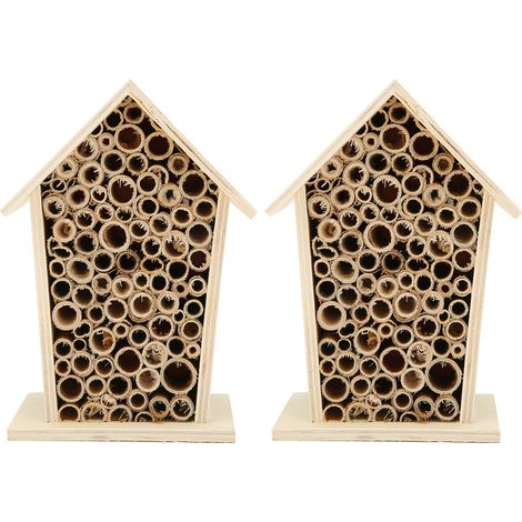 2 abris à abeilles en bois, hôtel à insectes nichoirs extérieur pour décoration jardin