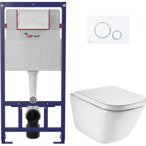 Pack WC con telaio di supporto ECO 2L SAT + WC sospeso Roca con sedile SoftClose + placca (STEROGAWR04-IN)