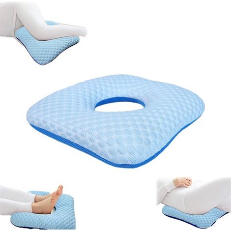 Coussin coccyx en forme de beignet – Coussin orthopédique pour hémorroïdes, soulagement de la pression – Coussin annulaire avec ouverture 36 x 36 cm – Coussin de siège respirant double face pour burea (1/5)