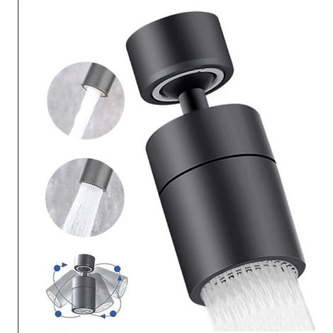 Online Store - Robinet de cuisine noir avec bec pivotant à 360° et filtre de pulvérisation, pour lavabo de salle de bain (1/5)