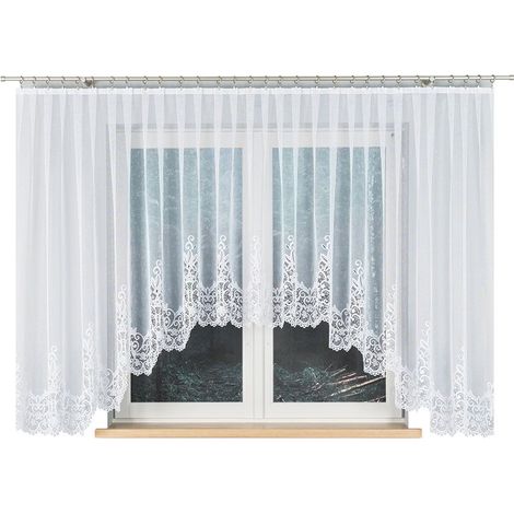 Berenika - Rideau jacquard prêt à poser avec fente en bas - 530 x 160 cm - blanc (1/5)