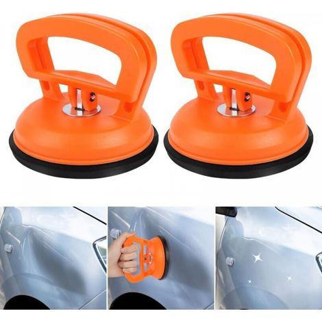 Debosselage Carrosserie, 2PCS Outils de Kit Debosselage Carrosserie, Ventouse Carrosserie, Extracteur Bosses Voiture,Orange (1/5)