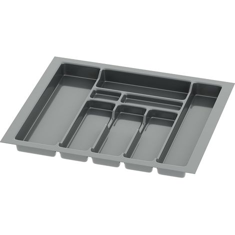 Range-couverts pour tiroir 60 cm - 1 unité - Plastique anthracite - 8 compartiments découpables - Cuisine organisée - 53x49x4,5 cm (1/4)