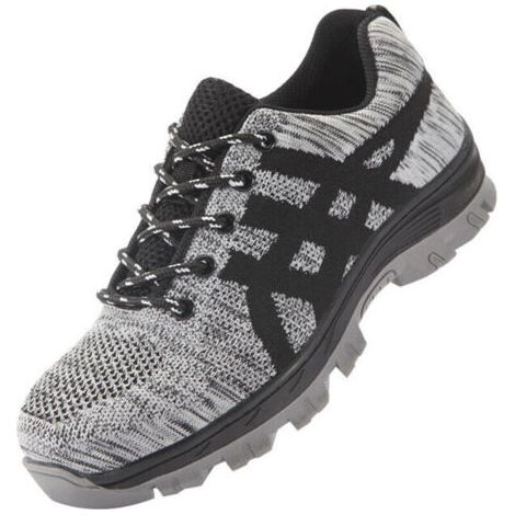 Chaussures de sécurité pour homme, embout en acier, confortables, légères, respirantes, unisexes, grises (43 EU) (1/4)