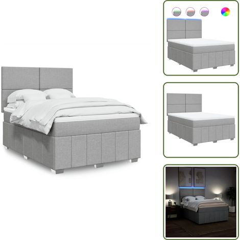 Sommier à lattes de lit avec matelas Gris clair 160x200cm Tissu - Sommier À Lattes De Lit - Sommiers À Lattes De Lit - Lit - Meuble De Chambre À Coucher (1/5)