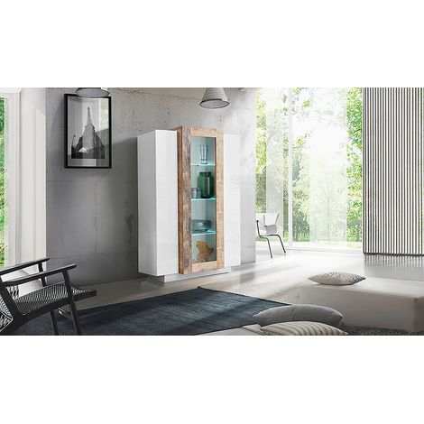 Vetrina 3 Ante 80x38x120,5 cm Coro Bianco/Acero Pereira (1/5)