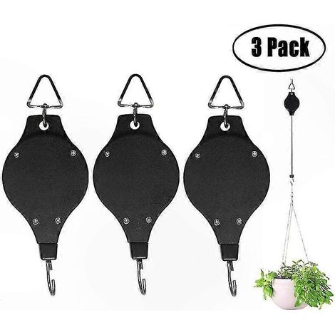 Einziehbares Flaschenzugsystem für Pflanzenampeln, Set mit 3 robusten und praktischen Haken, ideal für Blumenampeln und Pflanzgefäße im Freien. (1/5)