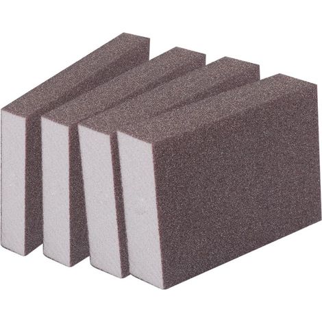Bloc D’émeri en Éponge de Ponçage Double Face, Lot de 4 Pièces Couleur Café, Acier et Mousse, Usage la Cuisine et Poêle, Texture Souple, Facile à Nettoyer (1/5)