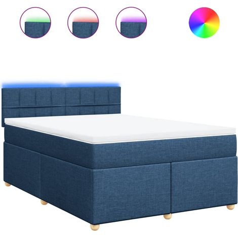 Maison Exclusive - Sommier à lattes de lit avec matelas Bleu 160x200 cm Tissu (1/5)