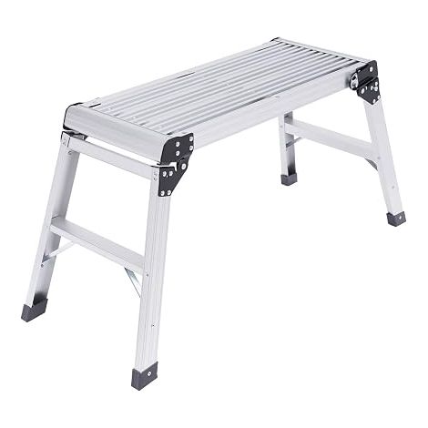 Plate-forme de travail en aluminium avec plate-forme de travail, banc pliable jusqu'à 150 places, pour la maison, le bureau, l'atelier, le garage, 76 x 30 cm, argent (1/5)