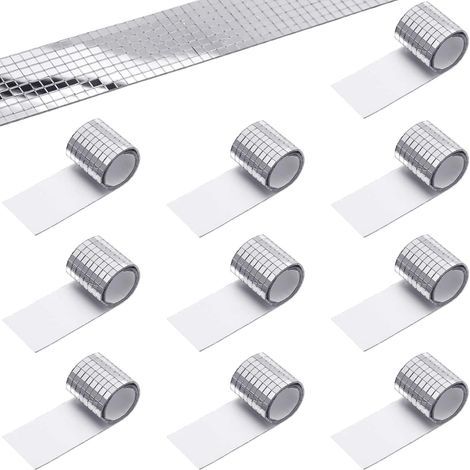 (5 x 5 mm) 10 m Carreaux de mosaïque miroir auto-adhésifs, autocollants muraux en verre miroir, autocollants carrés en mosaïque de verre Mini autocollants miroir pour décoration de fête disco DIY
