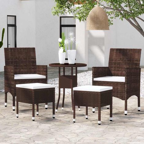 vidaXL Salon de jardin 5 pcs Résine tressée Marron (1/5)