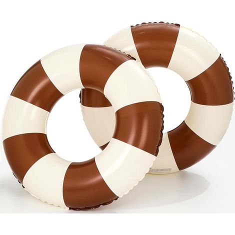 Lot de 2 bouées rayées pour adultes, grandes bouées, idéales pour la piscine et les fêtes aquatiques (1/5)