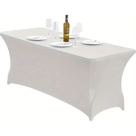 Copertura rettangolare arrotolabile, monopezzo, lavabile e antipiega per tavolo da patio, per eventi, matrimoni, banchetti e feste [18 (1/5)