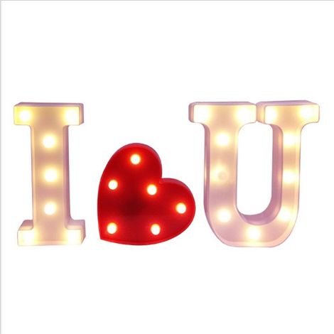 Lampe LED lumineuse avec 26 lettres, chiffres et symbole « & » en forme de cœur, idéale pour les mariages, les fêtes à la maison ou les bars. Décoration parfaite pour les mariages, les fêtes et les va (1/5)