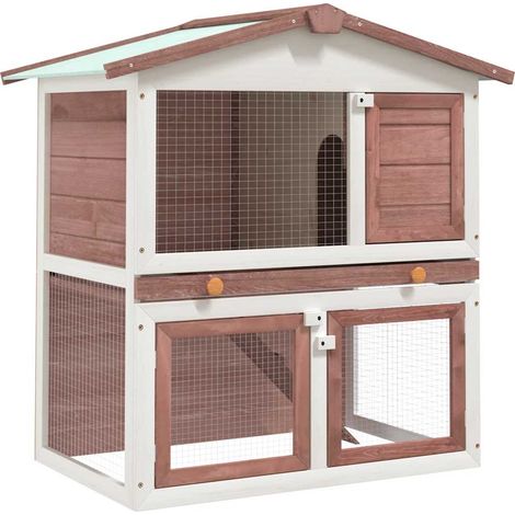 Kaninchenstall 3 Türen Braun Holz