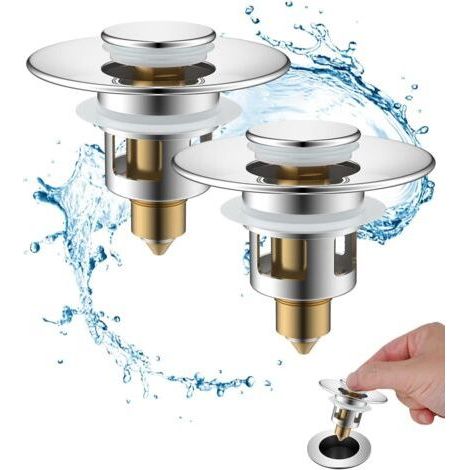 2 Pieces Universal Pop-Up Sink Drain, Bathroom Sink Stopper, Kitchen Sink Stopper (25-46mm), Anti-Blocked and Anti-Clogging Drain Filter, Anti-Odor Hair Filter for Drain Holes (1/5)