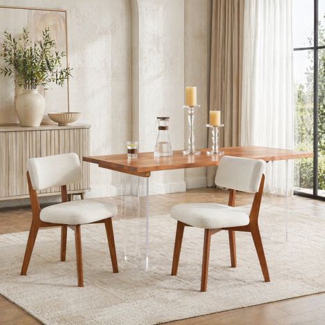 Set de 2 sillas de comedor de madera y tejido beige HAVRYA (1/5)