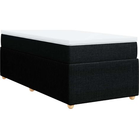 Lit simple  Lit adulte  Sommier à lattes de lit avec matelas Noir 90x200 cm Tissu