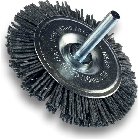 Brosse circulaire sur tige Ø 75 mm 1/2/3 rangs NYLON abrasif grain 120 - Quantité x 1 - Ø 75 mm - 1 rang - Grain 120 (1/5)