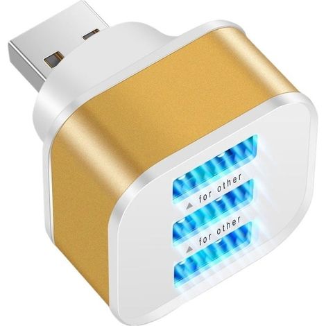 USB Splitter - 3 Ports USB 2.0 Hub - Pour Voiture et Bureau - Charge Rapide - Argent Noir Or - 1 Pièce (1/5)