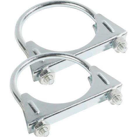 2PCS Collier de Serrage pour Auto,Colliers de Serrage pour Tuyau D'échappement,Collier de Serrage en Forme de U de Type Selle,Utilisé dans L'entrée et la Sortie du Tuyau D'échappement (60mm) (1/5)