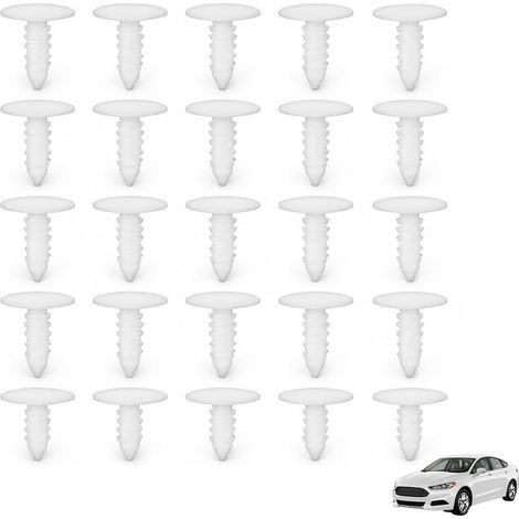 Lot de 25 Rivets Plastique 5 mm, Clip Pare-Chocs Blanc pour Voiture Clips de Fixation Panneau Ailes Portes Tabliers Latéraux Universels Automobiles Camions Bus Caravanes Accessoires de Carrosserie (1/5)