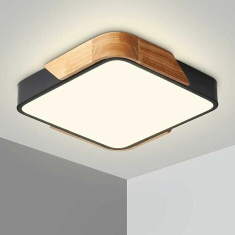 Plafonnier Plafonnier LED 24W Lampe Plafond avec Télécommande Luminosité Réglable Luminaire Salle de Bain Carré Ultra Mince Moderne pour Maison Bureau Chambre Salon Cuisine Balcon Couloir, Noir 30 cm (1/5)