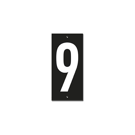 Targa numero civico 9 - 56X130mm - in ABS nero scritta bianca a rilievo, da avvitare - THIRARD (1/2)