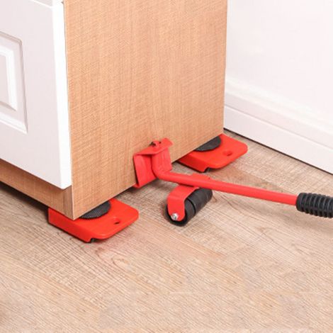 Rouleau de déplacement de meubles en ABS résistant, capacité de charge élevée, anti-rayures pour sols, couleur rouge vif (1/5)