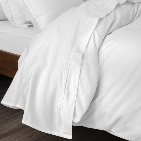 Drap plat percale de coton peigné "Julian" toutes dimensions Coton Pur - Julian Neige - 180 x 290 cm pour lit 1 place