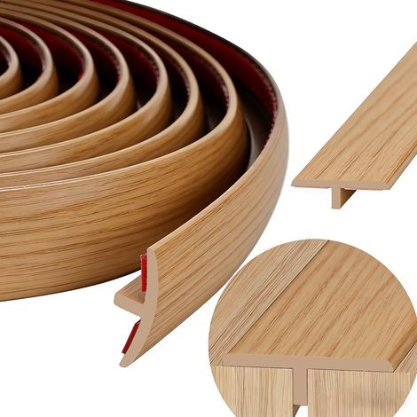 Barre de Seuil en T Transition Sol Autocollante 5cm x 1m, Joint Souple en PVC Seuil de Porte Facile à Couper et à Installer, Bande de Seuil pour Sol Stratifié, Moquette, Carrelage, Chêne Beige (1/5)