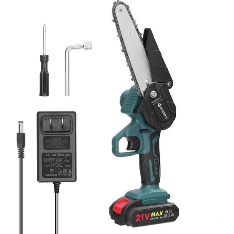 Scie d'élagage électrique portable 21 V, 15 cm (6 pouces), petite tronçonneuse rechargeable pour fendre le bois, utilisation à une main