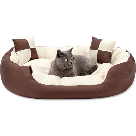 lionto Katzenbett, modernes 4-in-1 Bett aus Oxford-Gewebe, wendbar, kratzfest & pflegeleicht, 85x70 cm, braun/beige