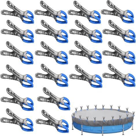 Poolabdeckungsklammern, robuste Metall-Abdeckungsclips, Federclips für Markisen, Zelte, Planen, Wohnwagen, Gartensonnenschutz (Blau x 20) (1/5)