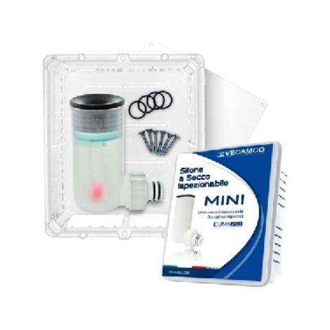 KIT SIFONE A SECCO CON SCARICO ORIZZONTALE MINI mm 154 x 174 x 58 VECAMCO