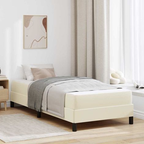 Bettrahmen mit Matratze Creme 100 x 200 cm Stoff (1/5)