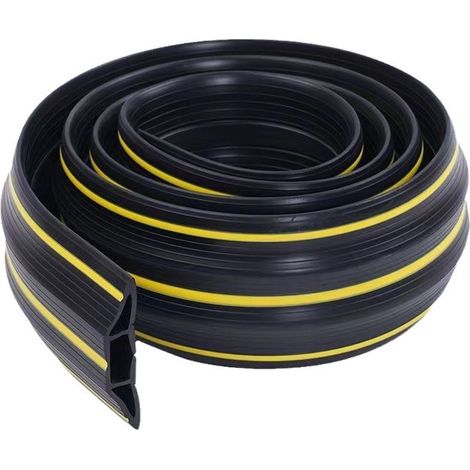 1 goulotte de protection de câbles au sol, noire avec bande jaune, 83 mm x 17 mm x 2 m, idéale pour le bureau, la maison et la salle de sport. (1/5)