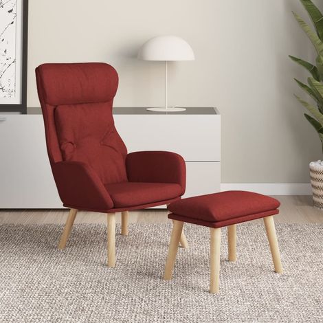 Relaxsessel mit Hocker Weinrot Stoff vidaXL (1/5)