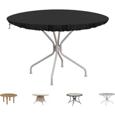 Housse Table Jardin Ronde Housse Plateau Table Extérieur Bache de Protection Exterieur Salon de Jardin Tables Anti-UV Tissu Oxford Impermeable Protection pour Tables Exterieur Ø122x10cm (1/5)